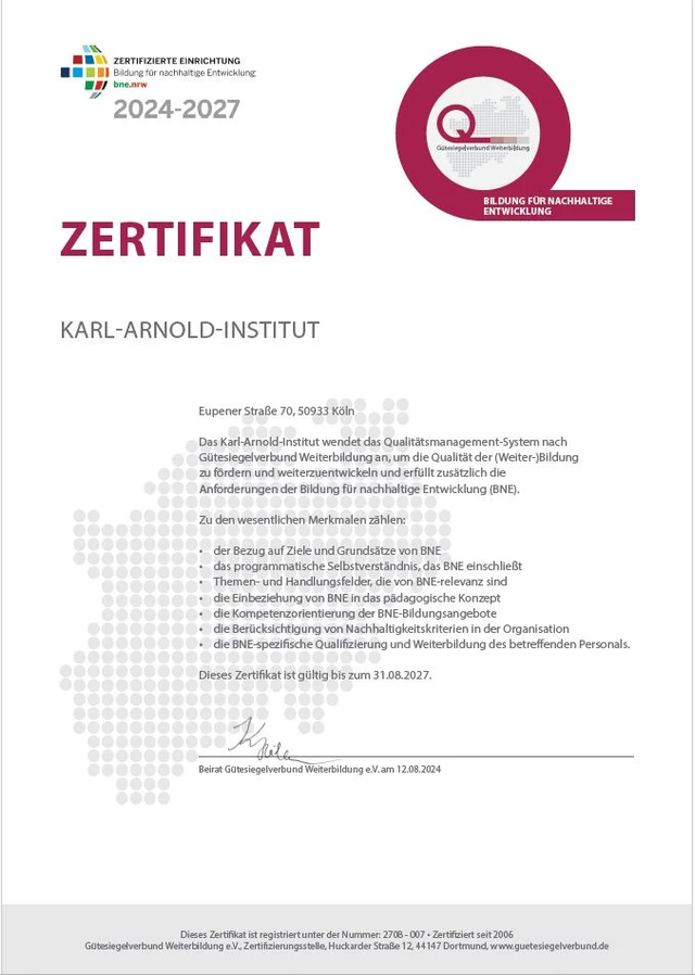 Zertifikat Karl-Arnold Institut