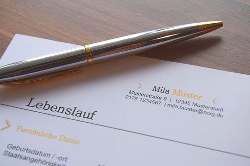 Oberer linker Bereich eines Muster-Lebenslaufs